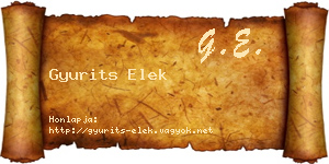 Gyurits Elek névjegykártya